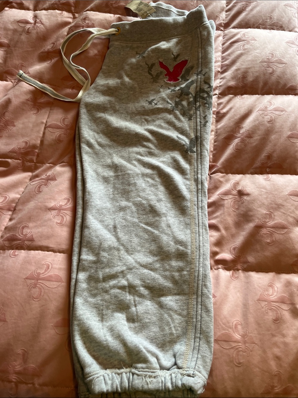NWT American Eagle Sweatpants Knee Length 26 inches Grey and Pink size S